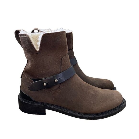 Rag & Bone Ashford Brown Leather Moto Boots Size 36.5 US 6.5 Goodyear Welt - Picture 1 of 9